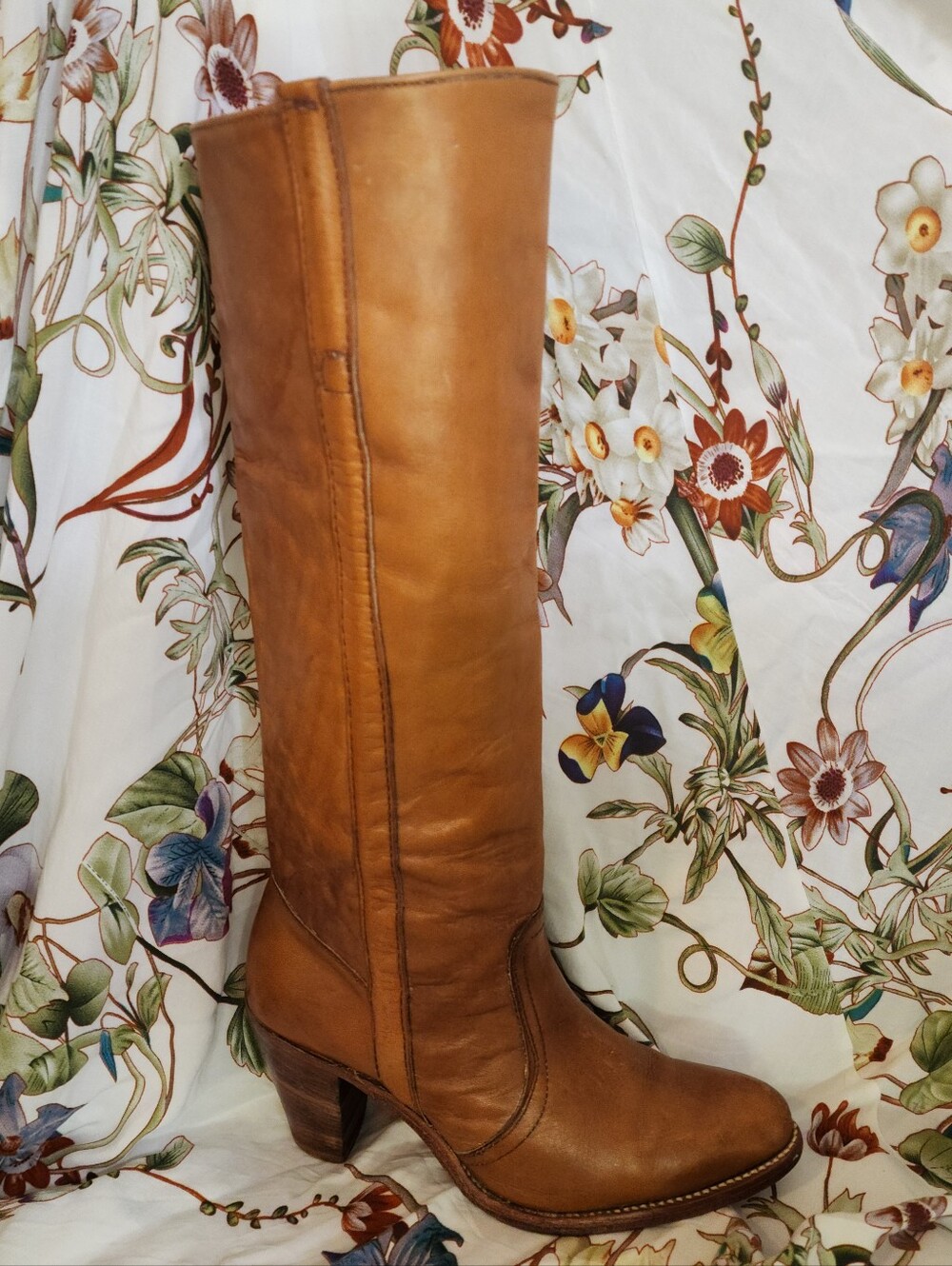 Frye Black Label Campus Boots – Vtg 70's – Women’s 9 B – Cognac Tan Leather – - Picture 2 of 16